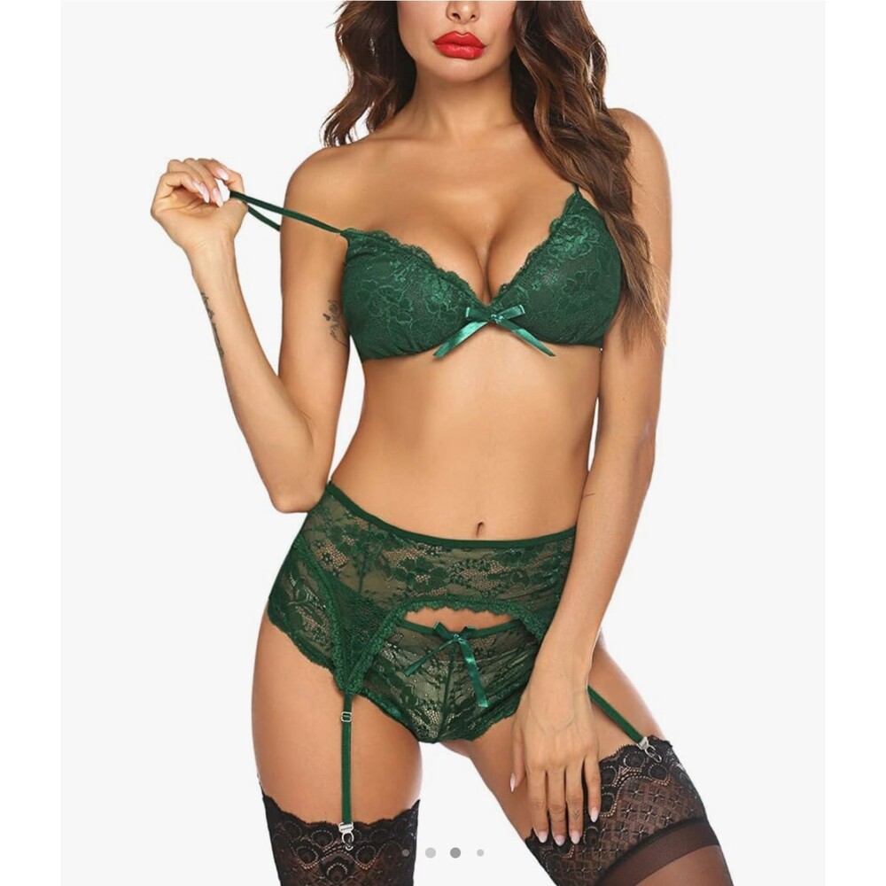 AvidLove‎ 3 piece Lingerie Set - Green